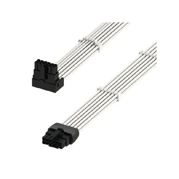 LINKUP - AVA Left Angle 600W PCIE 5.0 16Pin (12+4) High Current Power Cable | 成形、はんだ付き、スリーブタイプ16AWG | RTX5000・RTX4000・RTX30_並行輸入