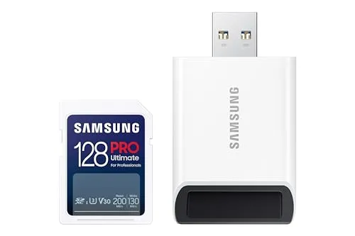 サムスン PRO Ultimate microSD メモリーカード フルサイズ + リーダー 128GB SDXC 最大200MB/秒 4K UHD UHS-I C10 U3 V30 A2 デジタル一眼レフ ミラーレスカメラ パソコン MB-SY128SB