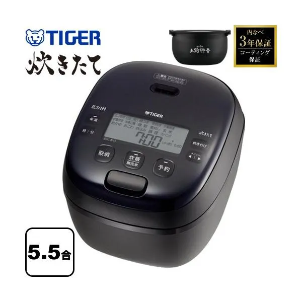 圧力IHジャー炊飯器 炊きたて 炊飯器 5.5合炊き タイガー JRI-H100-K 釜包みIH・多段階圧力 ブラック