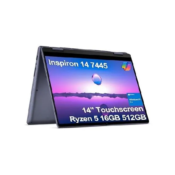 Dell Inspiron 14 2-in-1 Touchscreen Laptop (14" FHD+ IPS, 16GB DDR5 RAM, 512GB SSD, AMD Ryzen 5 8640HS (＞ intel i7-1255U)) For Business, Stu_並行輸入