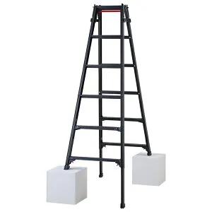 長谷川工業 ブラック RYZB-18a アルミ製はしご兼用脚立(10911) ワンタッチバー 6尺 [法人限定] 伸縮脚 幅広踏ざん