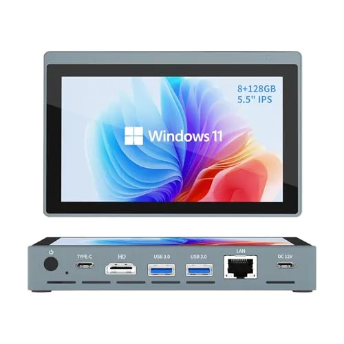 ミニpc Intel N5095 タッチパネル付きmini pc ミニパソコン Windows 11 Pro 小型PC DDR4 8GB+128GB 4コア/4スレッド 最大周波数2.9GHz モニターがついた小さいパソコン 4K@60Hz 2画面出力みに