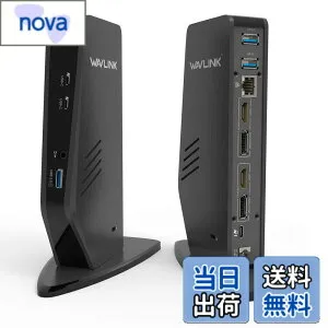 【送料無料】WAVLINK USB 3.0A/type-C-デュアル HDMI アダプター 4K出力 ミニドッキングステーション 色：黒、サイズ：縦置きUSB-c ユニバーサルドッキングステーション PD 65W