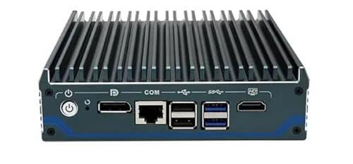 HKUXZR ファイアウォールアプライアンスミニPC、Intel N100 4コアと4スレッド、4*Intel 2500Mイーサネット、1*DDR4 3200MHzメモリスロット、最大16GB、ファンレス産業用コントロールコンピューター(RAMなし、SSD