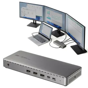 【最大1,000円オフクーポン発行中】ドッキングステーション 3画面 4K/60Hz Mac/Win対応 USB-C接続 HDMI×3 DP×2 据え置き型 11-in-1 シルバー USB-CVDK20 サンワサプライ
