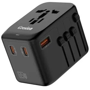 Gresion 変換プラグ PD 65W急速充電 海外旅行 変圧器 5台同時に充電 マルチ変換プラグ Macbook iPad iPhone Android Airpods Switch用 旅行便利グッズ 韓国 台湾 タイ AUS AC CN US EU UK 全世界対応 100-250V/10A対