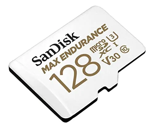 SanDisk 128GB MAX Endurance microSDXC Card with Adapter for Home Security Cameras and Dash cams - C10, U3, V30, 4K UHD, Micro SD