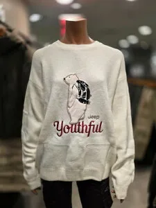 ジープ JEEP ウーマンバックパックベアラウンドルーズフィットニット W'S BACKPACK BEAR ROUND LOOSE-FIT KNIT レディース 女性 女子 カジュアル セーター トップス HE&SHE [送料無料] JP4KTF022