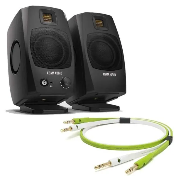 ADAM D3V Black + OYAIDE製高品質オーディオケーブルセット(TRS-TRS 1.0m)(ペア)(国内正規品)(アダム)(モニタースピーカー)(ブラック)(オヤイデ)