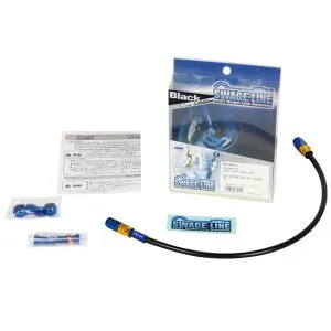 SWAGE-LINE リアホースキット ホースエンド アルミ/ゴールド＆ブルー ホースカラー ブラック PARB660 メーカー在庫あり スウェッジライン ブレーキホース・ケーブル類 ZEPHYR400/ZEPHYRX