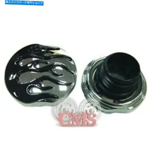 クロームパーツ ブラックフレームとクロムベント＆ベントガスキャップセット84-95ハーレーソフト Chrome With Black Flame Vented & Non Vented Gas Cap Set 84-95 Harley Softail【並行輸入品】