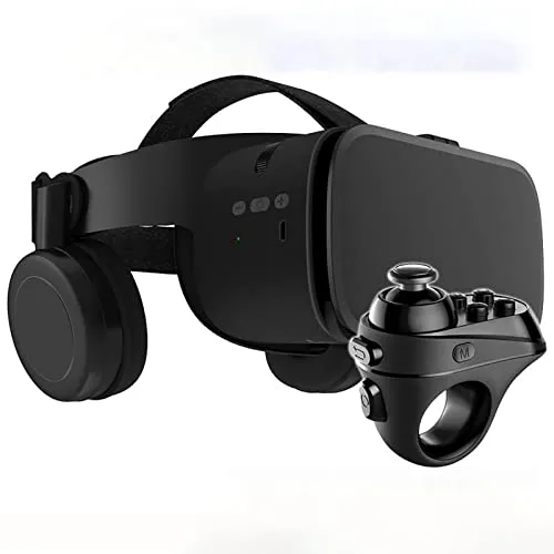 VR ゴーグル メガネ リモコン付き、 3D映画ビデオプレイゲーム用VRメガネ、 VR Realidad Virtuales ゲーム システム IPhone Apple Android PC Phone用VRヘッドセット (Color : Black, S