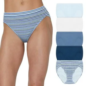 ヘインズ レディース アンダーウェア パンツ Women's Hanes 5-Pack ComfortSoft Briefs 43W5CS Blue Stripe Asst ブルー
