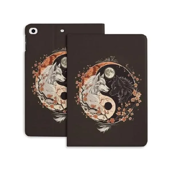 Dolrlasin Yin Yang Tai Chi Wolf Case for iPad iPad mini 5/4/3/2/1(7.9- Inch) iPad mini 6 (8.3-inch, 2021) with Pencil Holder, Protective Case_並行輸入