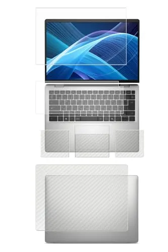 [5点セット(画面+天板+パームレスト+タッチパッド+キーボードカバー)] ClearView Dell 14 DC14255 2025年モデル キーボードカバー(指紋認証あり) 14インチ用 [防指紋 クリア] 液晶 保護 フィルム＋カーボン調 保護フィ