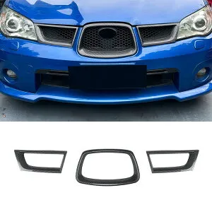 スバル インプレッサ WRX STI GDB-F/GDB-G型 フロントグリル ガーニッシュ アクセサリー カスタム パーツ 外装 ABS 3Pセット 取付簡単 2005年6月-2007年6月（カーボン調）