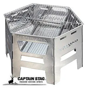 キャプテンスタッグ バーベキューコンロ 焚火台 ダッチオーブン 煮炊き 1台4役 ヘキサステンレス カマドグリル 継ぎ足し口・ゴトク・バッグ付き UG-73