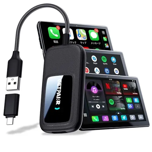 CarPlay AI Box GETPAIRR ワイヤレスCarPlay/Android Auto対応 Android 12独立システム 3 in 1 AI ボックス 4GB+32GB Wi-Fi 6 車でYouTube/Netflix/Prime vid
