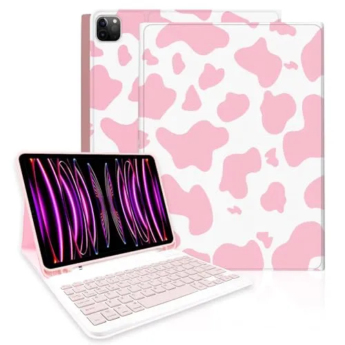 TopPerfekt キーボードケース iPad Air 13インチ (M3 2025 / M2 2024)/iPad Pro 12.9インチ (第6/5/4/3世代 2022/2021/2020/2018) 用 着脱式 充電式 ペンシルホルダー付き -