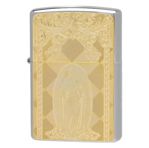 ジッポー(Zippo) オイルライター フリント 真鍮製 マリア 2MP-Maria (GP) 特製ステッカー付き ゴールド 縁起物 お守り