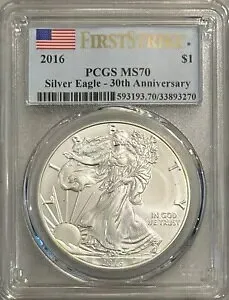 2016年アメリカンシルバーイーグル - PCGS MS70 - 銀99.9%