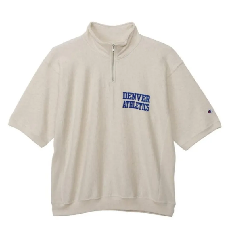 CHAMPION-HERITAGE リバースウィーブ ショートスリーブ ハーフジップ スウェットシャツ C3-D005 810 Ｌ アイスグレー シーズン