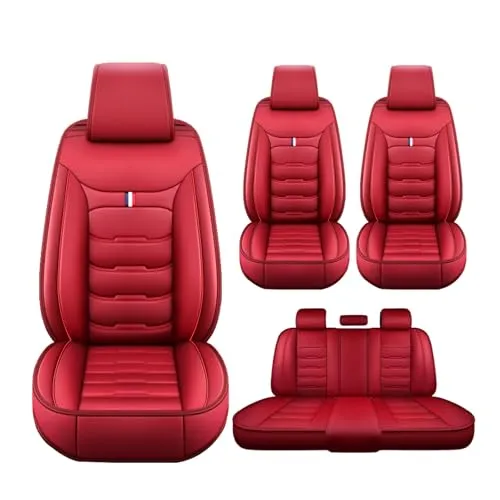 シートカバー 車 と互換性のある ホンダ アコード CV3 2020.2~2023.1 対応 カーシートカバー PUレザー 全包囲 取り付け簡単 ずれ防止 運転席 助手席 後部座席 5層構造 耐摩防汚 軽自動車 普通車(赤,無枕)