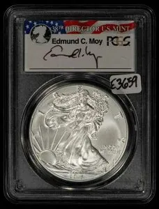 2016年 1オンス シルバー アメリカンイーグル バーニッシュド - エドマンド・モイ - PCGS MS 70 - SKU-E3659