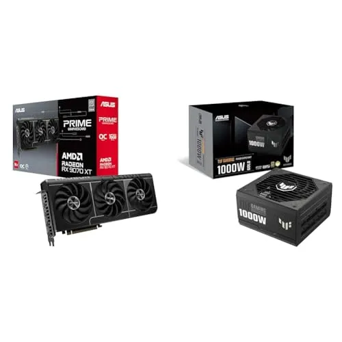 【セット買い】ASUS AMD Radeon RX9070XT 搭載 ビデオカード PCIe 5.0 16GB GDDR6 PRIME-RX9070XT-O16G 国内正規代理店品+ASUS PSU 電源ユニット PCIE5.0 フルモジュラー 80 Pl