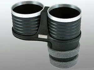 【M's】ジャガー Sタイプ 後期型（2002y-2007y）フィアット パンダ 2代目（2003y-2011y）ALCABO ドリンクホルダー ブラック＋アルミリングカップタイプ ツインタイプ カップホルダー アルカボ AL-B110BS