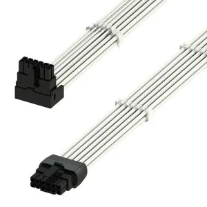 LINKUP-AVALeftAngle600WPCIE5.016Pin(12+4)HighCurrentPowerCable|成形、はんだ付き、スリーブタイプ16AWG|RTX5000・RTX4000・RTX3000