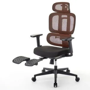 ROOMWORKS(ルームワークス)M6多機能ファブリックメッシュワークチェアデスクチェアオフィスチェアPCチェア低座面モールド座面シートスライドフットレストRM6-BRブラウン