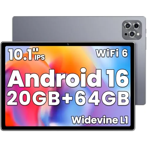 【 Android 16 タブレット 10インチ wi-fiモデル】20GB+64GB+1TB TF拡張、8コアCPU WidevineL1+GMS認証+Type-C充電+6000mAh、Android タブレット 1280*800 IPS画面 、WiFi