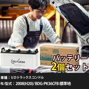 車 バッテリー UDトラックス コンドル 2008(H20)/ BDG-PK36CFB 標準地 6400cc GSユアサ PRX-130E41R×2個 車検整備 自動車用品 【大型直送品】【H31006】