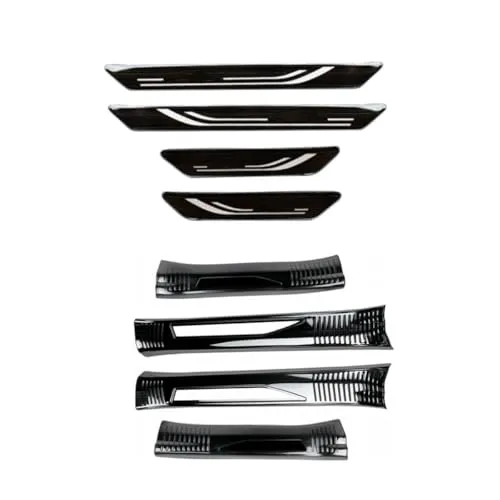 【Aobexalt】「レクサス NX 新型 2代目 NX250/NX350/NX350h/NX450h+ 2021年～」に対応 ハイブリッドモデル専用 サイドステップガード カバードア 敷居カバー シルスカッフプレートSET (ブラックヘアライン)