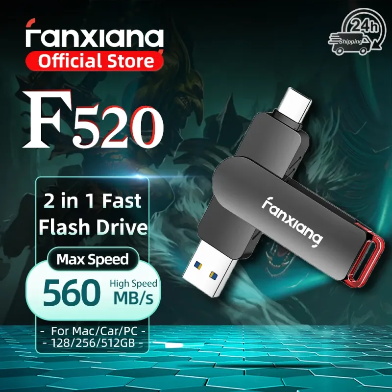 【セール中】Fanxiang F520 560MB/s ソリッドステートペンドライブ USB3.2 フラッシュドライブ 256GB 512GB 2 in 1 Type-C 高速フラッシュドライブ ノートパソコン/スマホ対応