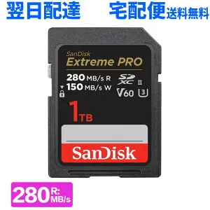SDXCカード 1TB SDカード SanDisk サンディスク UHS-II Extreme Pro 超高速 R:280MB/s W:150MB/s U3 V60 6K 4K Ultra HD対応 海外パッケージ SDSDXEP-1T00-GN4IN 翌日配達 送料無料