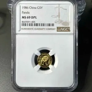 パンダ！1986年 1/20オンス 5元 中国金貨 パンダ NGC MS69 DPL