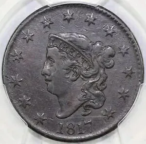 1817 1c N-2 13 スター マトロン ヘッド ラージ セント PCGS XF ディテール クリーニング済み