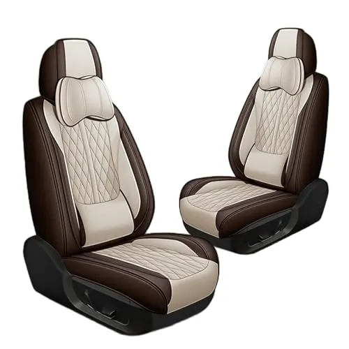 シートカバー と互換性のある トヨタ プリウス 60系 PRIUS 5代目 ZVW60 MXWH60 2023年～現行 対応 2席セット 車 シートカバー 車 シートクッション 打孔レザー 通気性 前席専用 軽自動車 普通車対応 カー用品(茶米,枕付き)