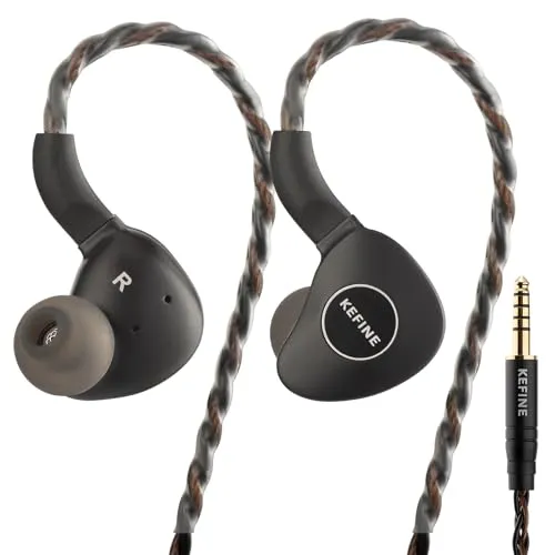 KEFINE Klanar 14.5mm 平面磁気ドライバー イヤホン 有線 IEM CNCアルミ合金筐体 超軽量 人体工学設計 0.78mm 2Pin リケーブル対応 高純度ハイブリッドケーブル 専用ハードケース/替えイヤーピース付属 4.4mmバランス