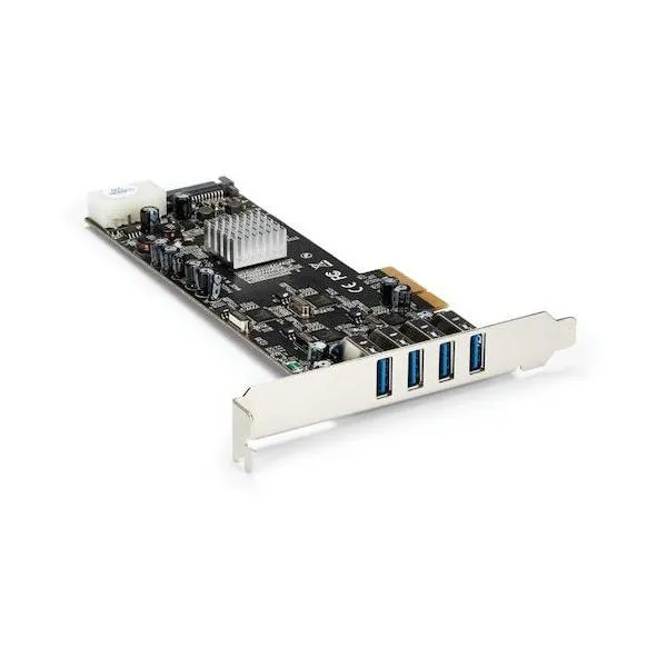 STARTEC.COM社 USB増設カード/PCIe 2.0 - 4x USB-A/5Gbps/SATA・LP4電源 PEXUSB3S44V