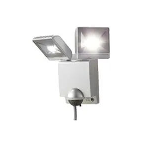 オプテックス LA-24(S) LEDセンサーライト ON/OFFタイプ シルバー 2灯型 昼光色 5700K 1500lm 白熱球140W相当形 防水IP45 『LA24S』