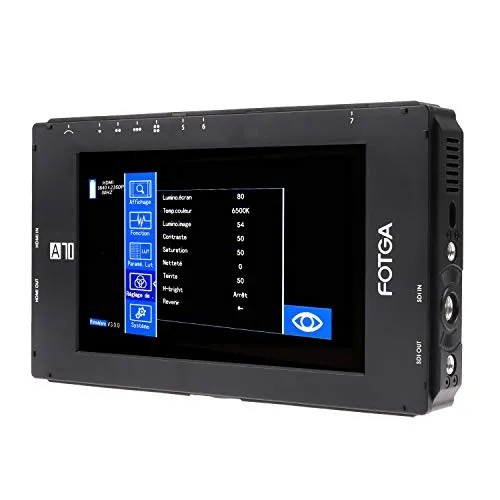 foto4easy A70 7インチオンカメラフィールドモニター フルHD 1920x1080 IPS、HDMI 4K入出力、デジタル一眼レフカメラ用デュアルNP-Fバッテリーマウント、ブラック