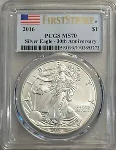 2016 アメリカン シルバー イーグル - PCGS MS70 - 99.9% シルバー