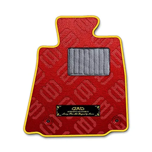 DAD ギャルソン D.A.D エグゼクティブ フロアマット SUZUKI (スズキ) Jimny ジムニー 型式: JA11C/11V 1台分 GARSON モノグラムデザインレッド/オーバーロック(ふちどり)カラー : イエロー/刺繍 : ゴールド/ヒ