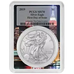 2019 $1 アメリカン シルバー イーグル PCGS MS70 FDOI エンパイア フレーム