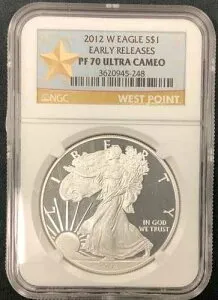 2012-W アメリカンイーグル プルーフ シルバー 1オンス コイン フローレス PF70 NGC 早期リリース
