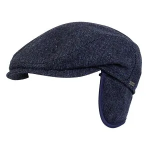 ウィゲンズ メンズ アクセサリー 帽子 ウール キャップ Wigens Men's Herringbone Wool Ivy Slim Cap with Earflaps Navy ネイビー
