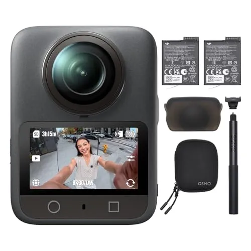 「Amazon限定」Osmo 360 エッセンシャルコンボ 360度アクションカメラ 2つのバッテリー 105GBの内臓ストレージ 1.2mインビジブル セルフィー スティック キット 1インチ360°イメージングエリア ネイティブ8K 360°動画 4K